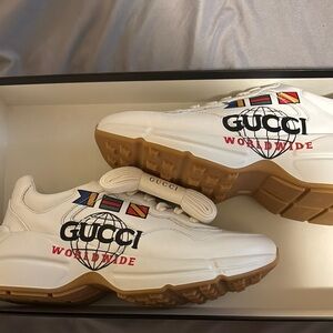Gucci White Sneakers with Colorful Logo